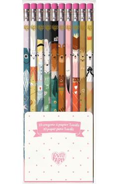 Set 10 creioane HB cu radiera roz