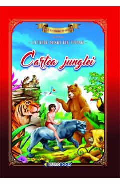Cartea junglei. Carte de colorat cu povesti scrisa cu litere mari de tipar - EUROBOOK