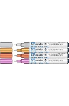 Set 4 markere metalic Paint-it 0.8 mm: Argintiu, auriu, cupru, mov