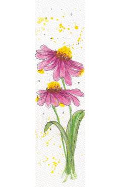 Semn de carte pictat manual: Margarete roz