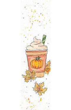 Semn de carte pictat manual: Toamna cu dovleac