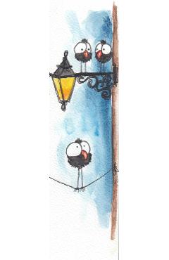 Semn de carte pictat manual: Felinar