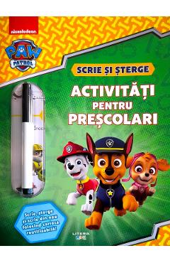 Patrula Catelusilor. Activitati pentru prescolari. Scrie si sterge