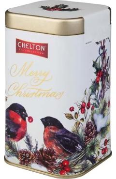 Ceai negru: Bullfinches Merry Christmas cu frunze mari in cutie metalica