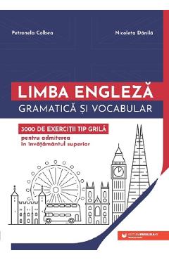 Limba engleza. Gramatica si vocabular. 3000 de exercitii tip grila pentru admiterea in invatamantul universitar - Petronela Colbea, Nicoleta Danila - PARALELA 45