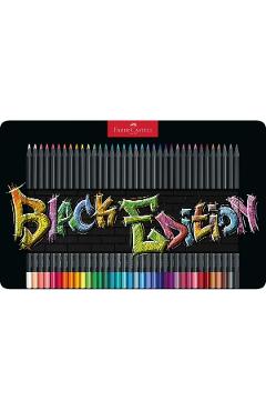 Creioane colorate 36 culori in cutie de metal. Black Edition