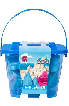 Nisip kinetic. Galetusa 500g + 6 forme modelaj. Albastru