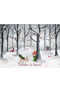 Felicitare: Sarbatori cu bucurii! Iarna in padure