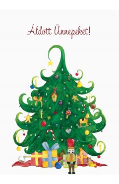 Felicitare: Craciun brad. Aldott unnepeket!
