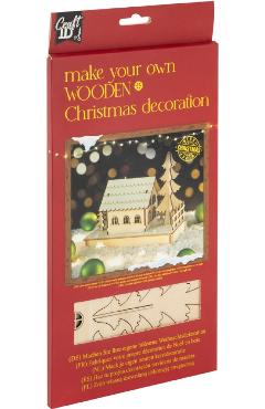 Set creativ: Decoratiune din lemn. Casuta Craciun