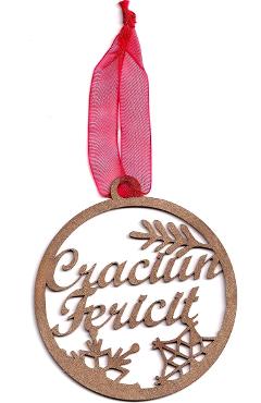 Decoratiune Craciun din lemn. Craciun fericit