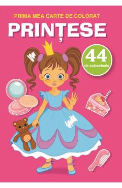 Prima mea carte de colorat cu 44 autocolante: Printese
