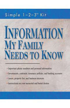 Information My Family Needs to Know (Folder - Simple 1-2-3 Kit) -