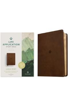 NLT Life Application Study Bible, Third Edition, Large Print (Leatherlike, Rustic Brown Leaf, Red Letter) - - Imagine 1