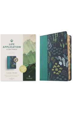 NLT Life Application Study Bible, Third Edition, Large Print (Leatherlike, Meadow Teal, Indexed, Red Letter) -