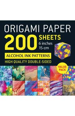 Origami Paper 200 Sheets Alcohol Ink Patterns 6 (15 CM): Tuttle Origami Paper: Double-Sided Origami Sheets Printed with 12 Designs (Instructions for 5 -