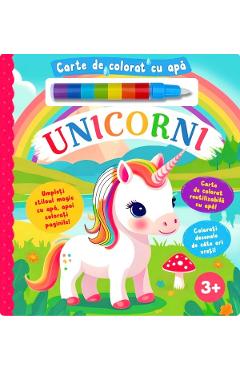 Unicorni. Carte de colorat cu apa - FLAMINGO