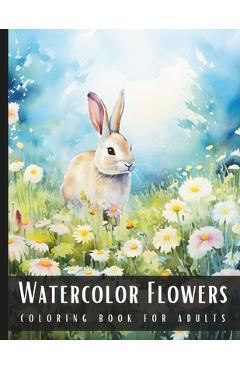 Watercolor Coloring Book for Adults: Large Print Stress Relief Adult Coloring Book with Botanical, Wildflower Sceneries and Animal Motifs - 50 Colorin - Artful Palette