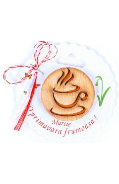 Martisor insigna din lemn: Cafea