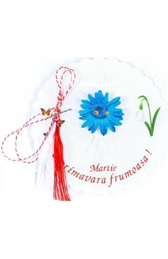 floare albastra - martisor insingna din lemn