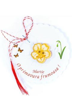 floare galbena - martisor insingna din lemn