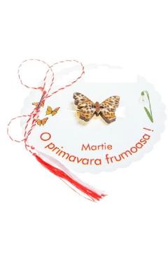 Martisor insigna din lemn: Fluturas cu pete maro