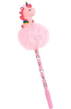 Pix cu gel, cu pom-pom: Unicorn. Roz