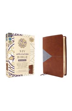 NIV Application Bible, Personal Size, Leathersoft, Brown/Blue, Red Letter, Comfort Print: Bringing the Ancient Message of the Bible Into Your World -