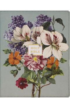 Niv, Artisan Collection Bible, Large Print, Leathersoft, Sage Floral, Red Letter, Comfort Print -