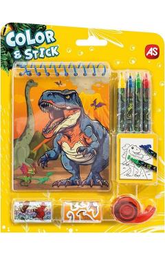 Set de desen Pocket: Color and Stick. Dinozauri