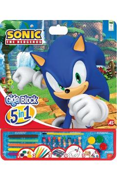 Set pentru desen. Giga block. Sonic The Hedgehog  5 in 1