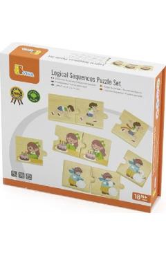 Puzzle din lemn cu secvente logice