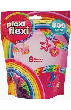 Set Plexi Flexi. 800 elastice din cauciuc si 8 accesorii. Roz