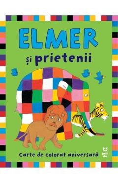 Elmer si prietenii. Carte de colorat aniversara - David McKee