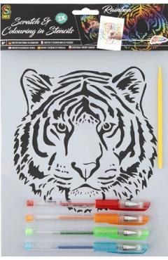 Set de razuit si colorat. Tigru, cal