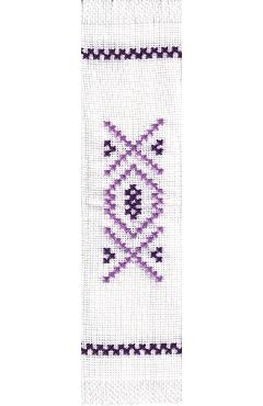 Semn de carte. Motiv traditional: Broderie mov mov inchis