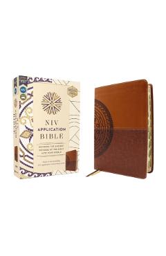NIV Application Bible, Leathersoft, Brown, Red Letter, Thumb Indexed, Comfort Print: Bringing the Ancient Message of the Bible Into Your World -