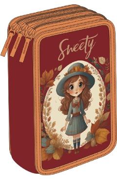 Penar echipat 33 piese 3 fermoare. Sweety caramiziu