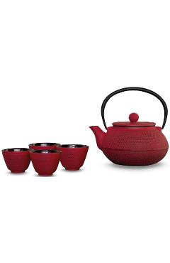 Set ceainic fonta cu 4 cesti si infuzor inox