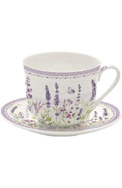Set cana portelan cu farfurioara: Lavanda