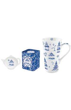 Set cana portelan cu suport pliculete de ceai si cutie pentru ceai: Pagoda
