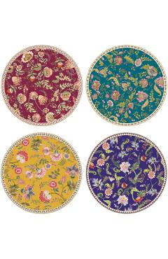 Set 4 farfurii portelan. Hat Box: Magie d'Orient. Bordo