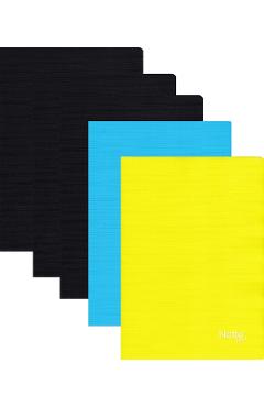 Set 5 caiete matematica A5 40 file. Coperta PP: Negru, albastru deschis, galben