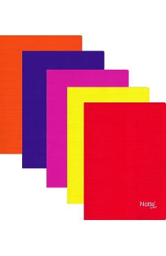 Set 5 caiete matematica A5 40 file. Coperta PP: Portocaliu, mov, roz, galben, rosu