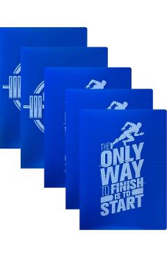 Set 5 caiete dictando A5 48 file. Coperta PP: Albastru