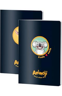 Set 2 caiete matematica A4 80 file: Negru. Koala Smile. Animoji