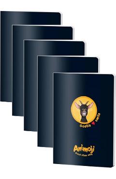 Set 5 caiete dictando A5 80 file: Negru. Animoji