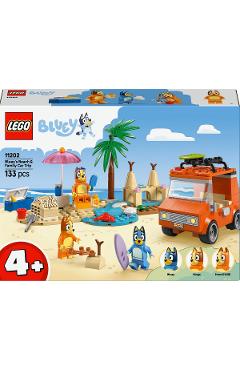 Lego Bluey. Calatoria familiei lui Blue cu masina la plaja