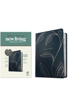 NLT Personal Size Giant Print Bible, Filament Enabled (Leatherlike, Navy Vines, Red Letter) -