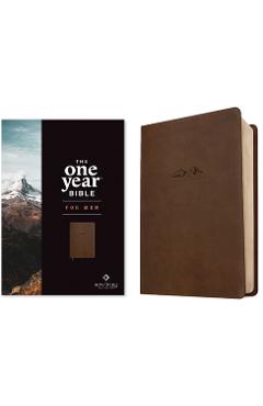 NLT the One Year Bible for Men (Leatherlike, Rustic Brown Mountain) -
